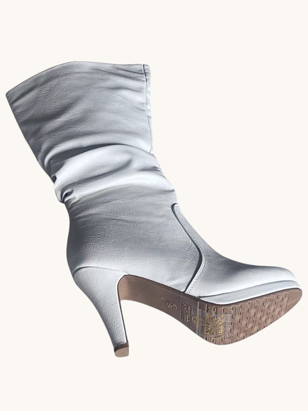 Top Moda White Slouch Mid-Calf Faux Leather Boots - Picture 5 of 7